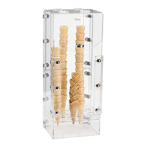 Zicco ZCP-316 Acrylic Ice Cream Cone Holder with Lid, 24.5x18 cm - Zicco