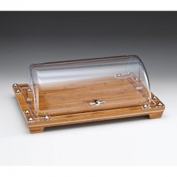 Zicco ZCP-531 Small Storage Container with Wooden Bottom Rolltop Polycarbonate Lid, 48x32 cm - Zicco
