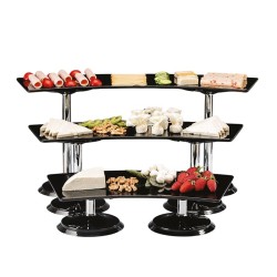 Zicco ZCP-648 Melamine Display Stand with Tray, 3 Layers, 19 cm, Black - Zicco
