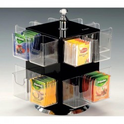 Zicco ZCP-652 Acrylic Rotating Tea Bag Stand, 16 Compartments, 26 cm, Black - Zicco