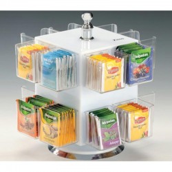 Zicco ZCP-652 Acrylic Rotating Tea Bag Stand, 16 Compartments, Rotating, 26 cm, White - Zicco