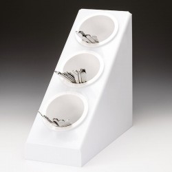 Zicco ZCP-657 Polycarbonate Cutlery Stand, 3 Compartment, 20.8x41.5 cm, White - Zicco