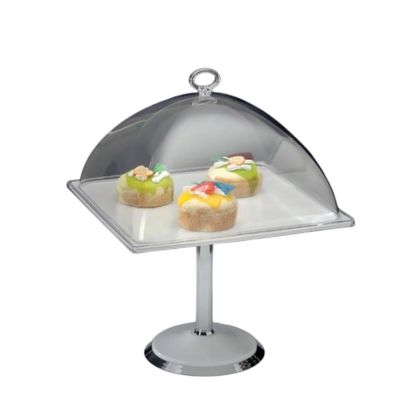 Zicco ZCP-669 Polikarbon Kapaklı Melamin Altlı Fanus Teşhir Standı, 30x30 cm, Beyaz - 1