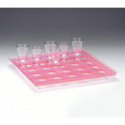 Zicco ZCP-679 Shot Service Stand with Polycarbonate Tray, 25 pcs, 34 cm, Pink - Zicco
