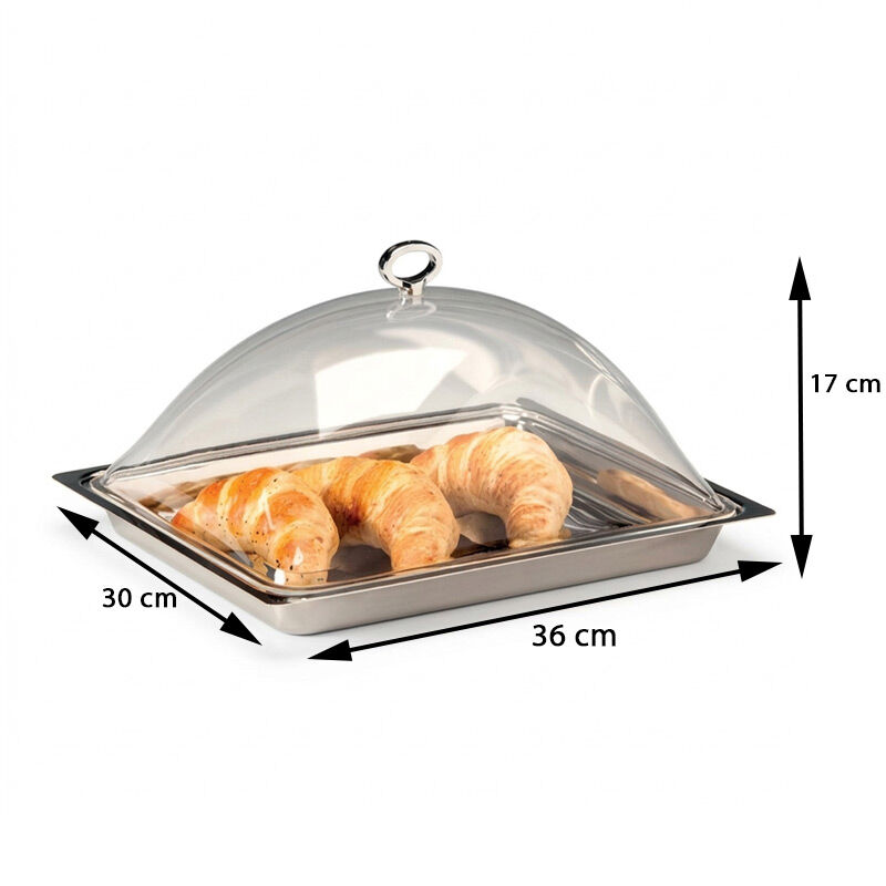 Zicco ZCP-715 Acrylic Covered Storage Container with Steel Tray, GN 1/2, 30x36 cm - Zicco