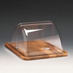 Zicco ZCP-785 Polycarbonate Rolltop Covered Storage Container with Wooden Base, GN 1/2, 31x37x19 cm - Zicco