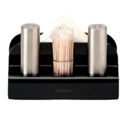 Zicco ZKC-2015T Acrylic Salt and Pepper Shaker Set with Stand, 15x10.5 cm, Black - Zicco